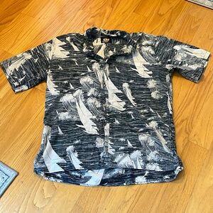 Reyn Spooner Mens Shirt M blue Classic Fit Hawaiian Sailboats